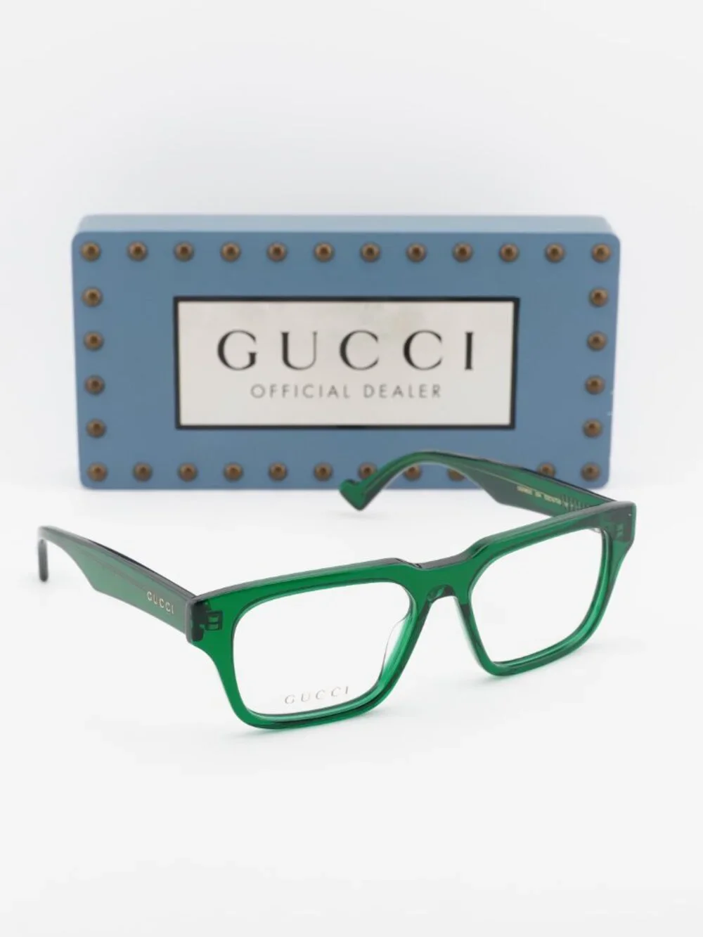 Gucci GG0963O 004 Square Eyeglasses – Transparent Green 53mm